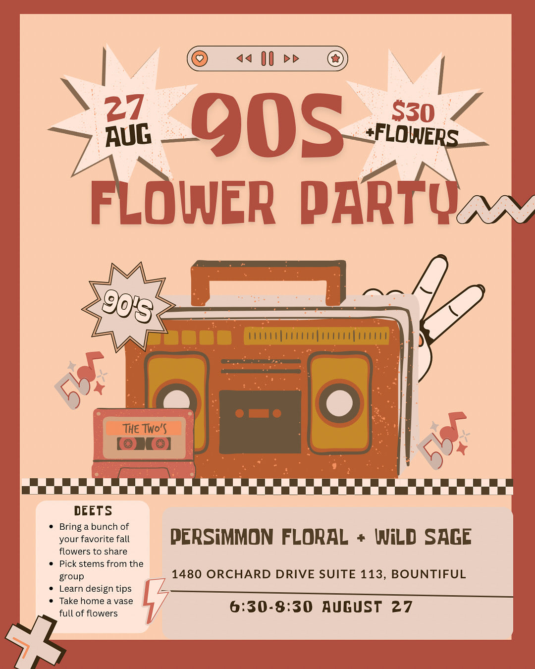 90's Flower Party with Persimmon Floral